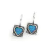 Square Earrings with Opalite heart