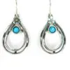Silver Drop Earrings with Small Flower and Round Opalite