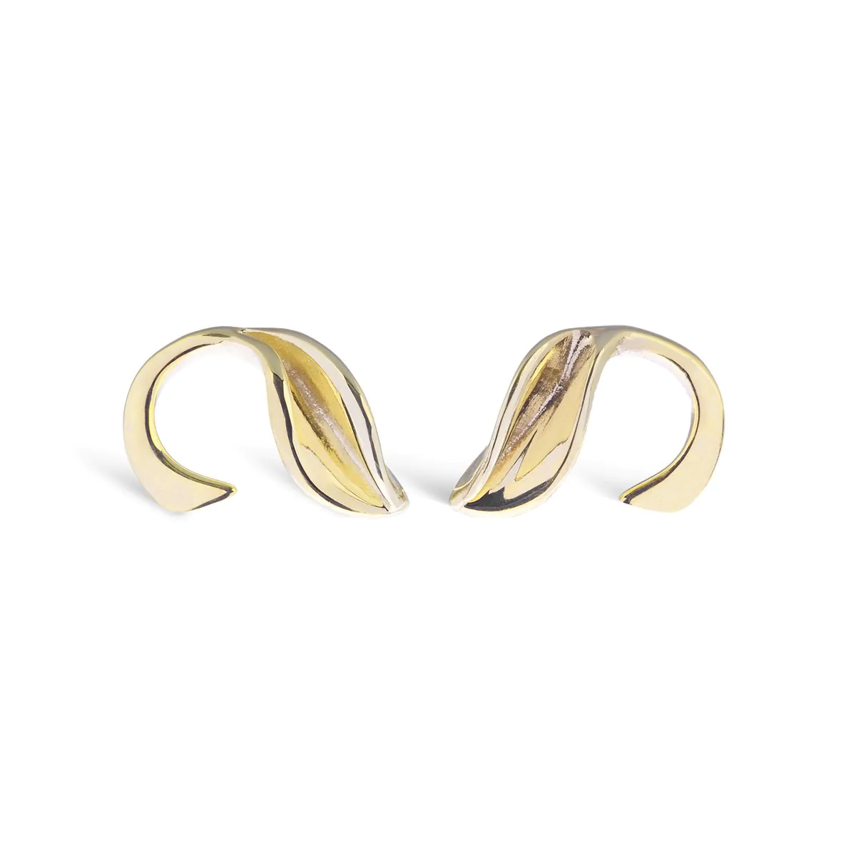 Curled Leaf and Stem Studs (Sterling Silver/Gold) - Armed & Gorgeous ...