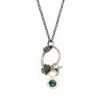 Adele Taylor- Silver/18ct Gold Poppy Seed Necklace with a Stunning London Blue Topaz Drop