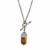 Oxidised Silver Tiger’s Eye Acorn Pendant