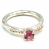 Fi Mehra Pink Tourmaline Silver Ring with Rose Gold Dot Detail