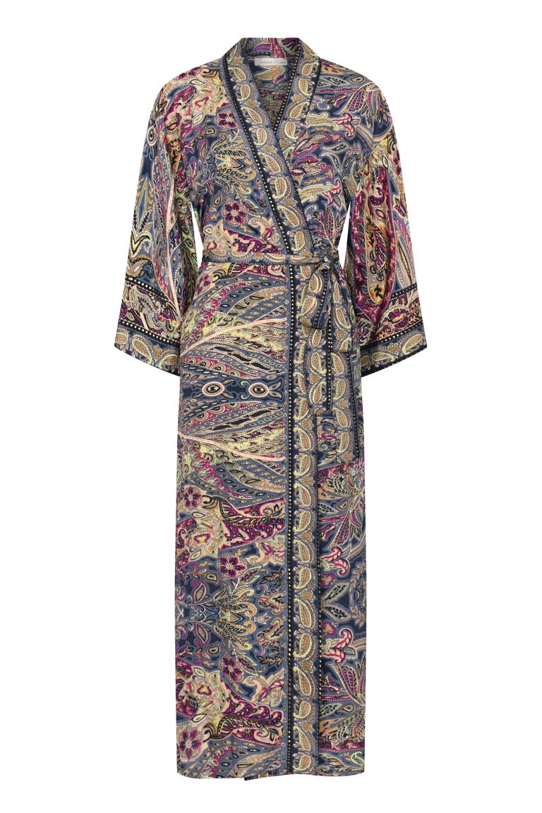 Long Silky Kimono Gown - Gold Colurful Mosaic Pattern | Armed ...