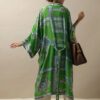 One Hundred Stars Handkerchief Green Crepe Long Kimono