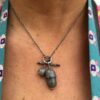 Oxidised Labradorite Acorn With Acorn Cup Necklace