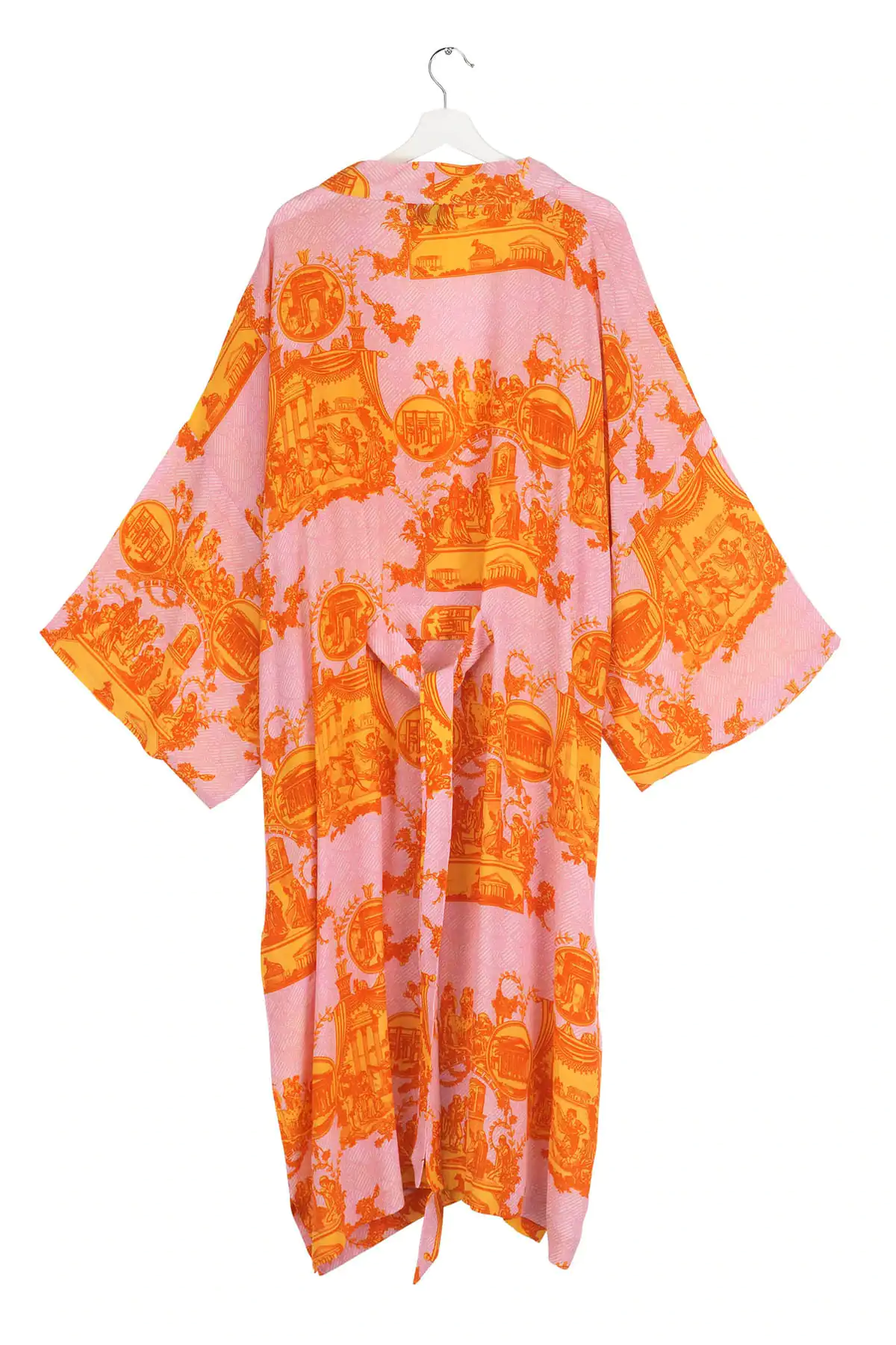 Ancient Columns Orange Crepe Long Kimono - Armed & Gorgeous - Handmade ...