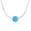 Blue Opal Bead Silver Necklace