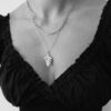 Catherine Zoraida Silver Fern Drop Necklace