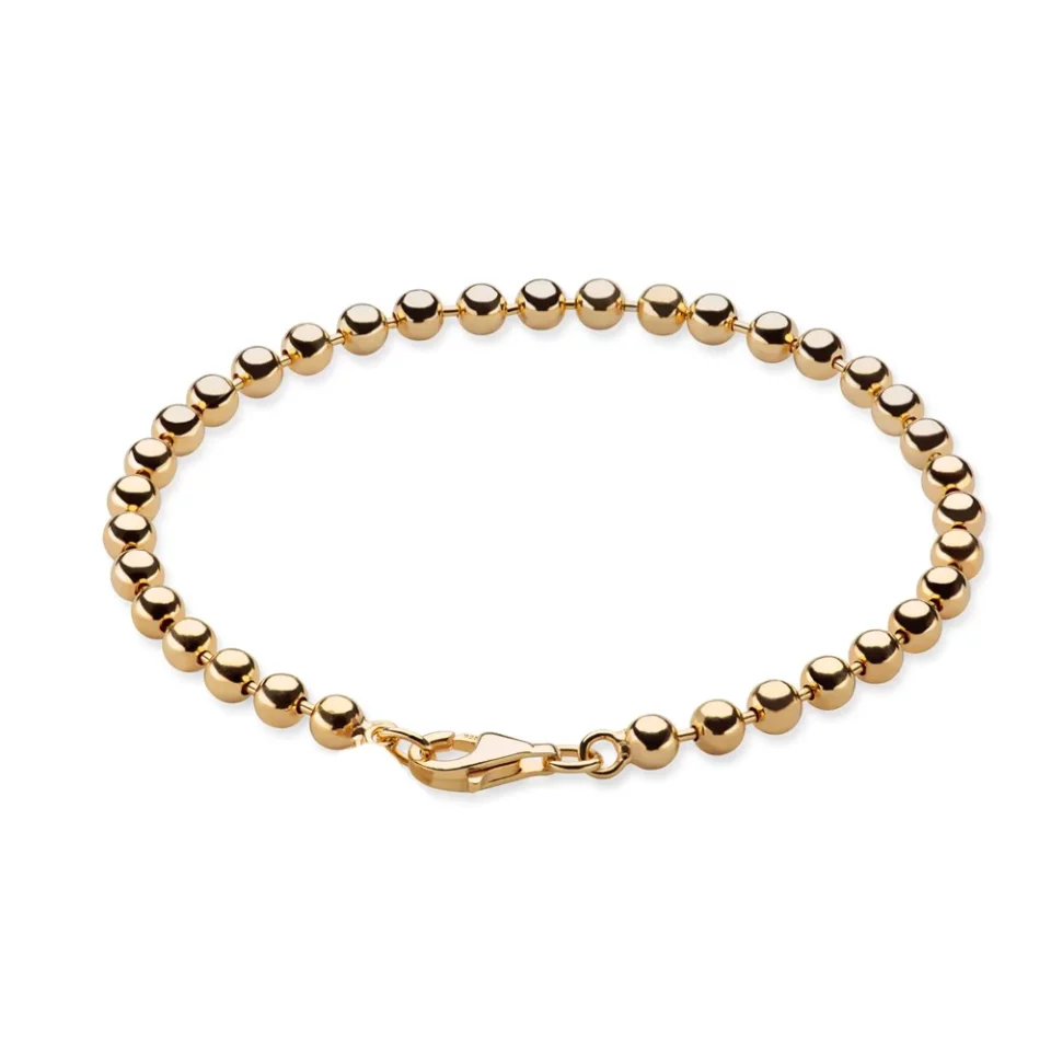 18ct gold plated silver bracelet, thin with balls