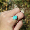 Silver & 9ct Gold Chinese Turquoise Ring