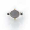 Silver & 9ct Gold Grey Moonstone and London Blue Topaz Ring