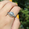 Silver & 9ct Gold Grey Moonstone and London Blue Topaz Ring