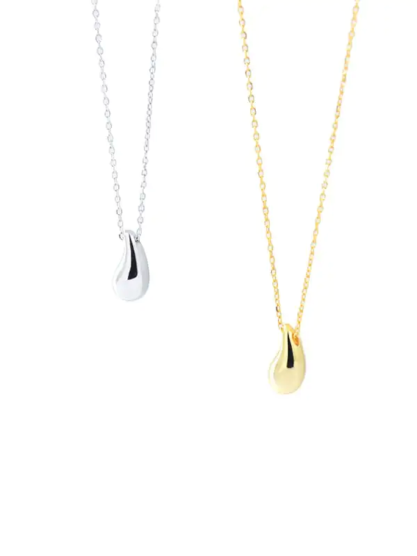 Waterdrop Minimal Necklace (Silver/Gold Plate) - Armed & Gorgeous -  Handmade Jewellery UK