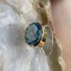 Square London Blue Topaz Ring set in 9ct Gold on Silver Band