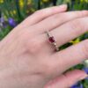 Fi Mehra Red Spinel Ring With 9ct Gold Granulation on Silver Band