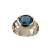 London Blue Topaz Ring set in 9ct Gold on Silver Band