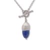 Lapis Acorn Cup Necklace Silver