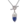 Lapis Acorn Cup Necklace Silver