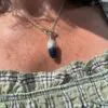 Lapis Acorn Cup Necklace Silver