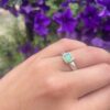 18ct Gold & Silver Square Australian Opal Ring