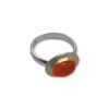 18ct Gold & Silver Cabochon Fire Opal Ring