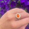 18ct Gold & Silver Cabochon Fire Opal Ring