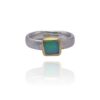 18ct Gold & Silver Square Australian Opal Ring