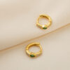 Tiny Green Stone Teardrop Huggies