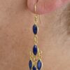 Gemstone 5 Drop Faceted Earrings Lapis