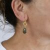 Circle Gemstone Drop Earrings Labradorite