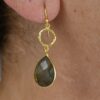 Circle Gemstone Drop Earrings Labradorite