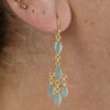 Gemstone 5 Drops Faceted Earrings Aqua Chalcedony