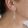 Gemstone 5 Drops Cabochon Earrings Blue Chalcedony