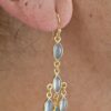 Gemstone 5 Drops Cabochon Earrings Blue Chalcedony