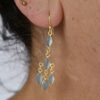 Gemstone 5 Drops Cabochon Earrings Blue Chalcedony