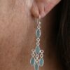 Gemstone 5 Drops Faceted Earrings Aqua Chalcedony