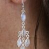 Gemstone 5 Drops Cabachon Earrings Moonstone