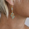 Gemstone 5 Drops Faceted Earrings Aqua Chalcedony