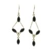 Chain Detail Cabochon Drop Earrings Black Onyx