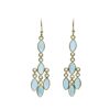 Gemstone 5 Drops Cabochon Earrings Blue Chalcedony