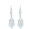 Gemstone 5 Drops Cabochon Earrings Blue Chalcedony