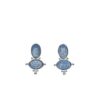 Double Gem Studs Blue Chalcedony