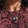 Faceted Sapphire And Leaf Charm Necklace