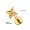 Waterproof Gold Star 8mm Labret (single)