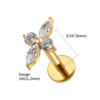 Waterproof Gold Crystal Petal 8mm Labret (Single)