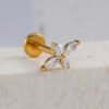 Waterproof Gold Crystal Petal 8mm Labret (Single)