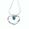 Simple Silver Heart Outline and Opalite Heart Necklace