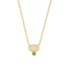 Oval Opal Stone And Emerald Green Crystal Necklace