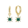 Vintage-Style Emerald Green And Clear Crystal Charm Huggies