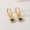 Vintage-Style Emerald Green And Clear Crystal Charm Huggies